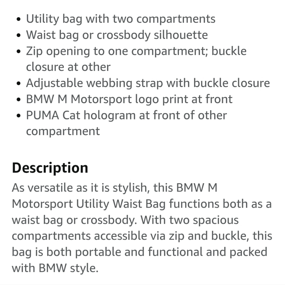 NWT Men's Puma x BMW Motorsport Double Portable Waist Bag - Picture 14 of 16